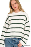 Zenana Wool Blend Striped Sweater