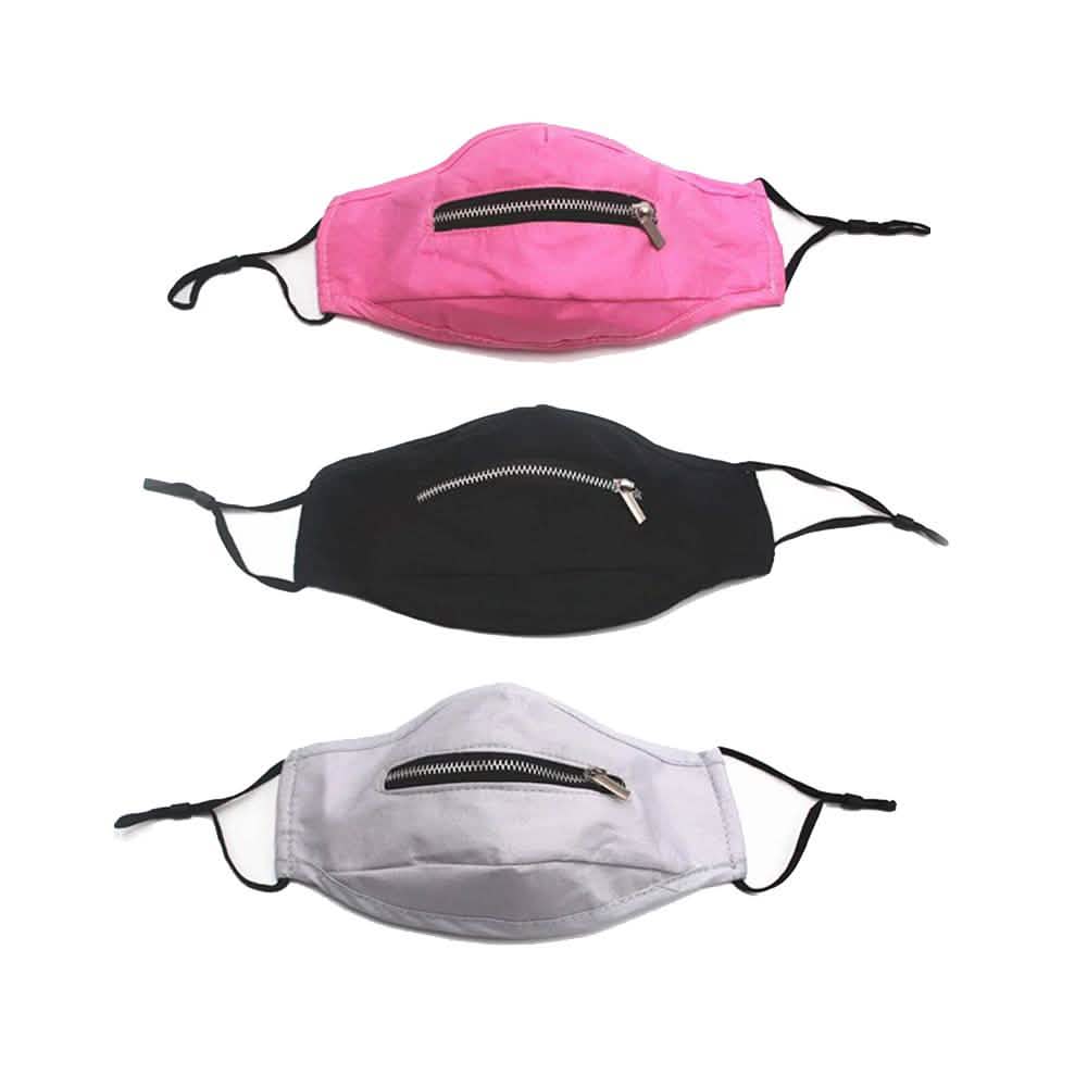 3-Pack: Zipper Reusable Cotton Face Mask for Everyday Use