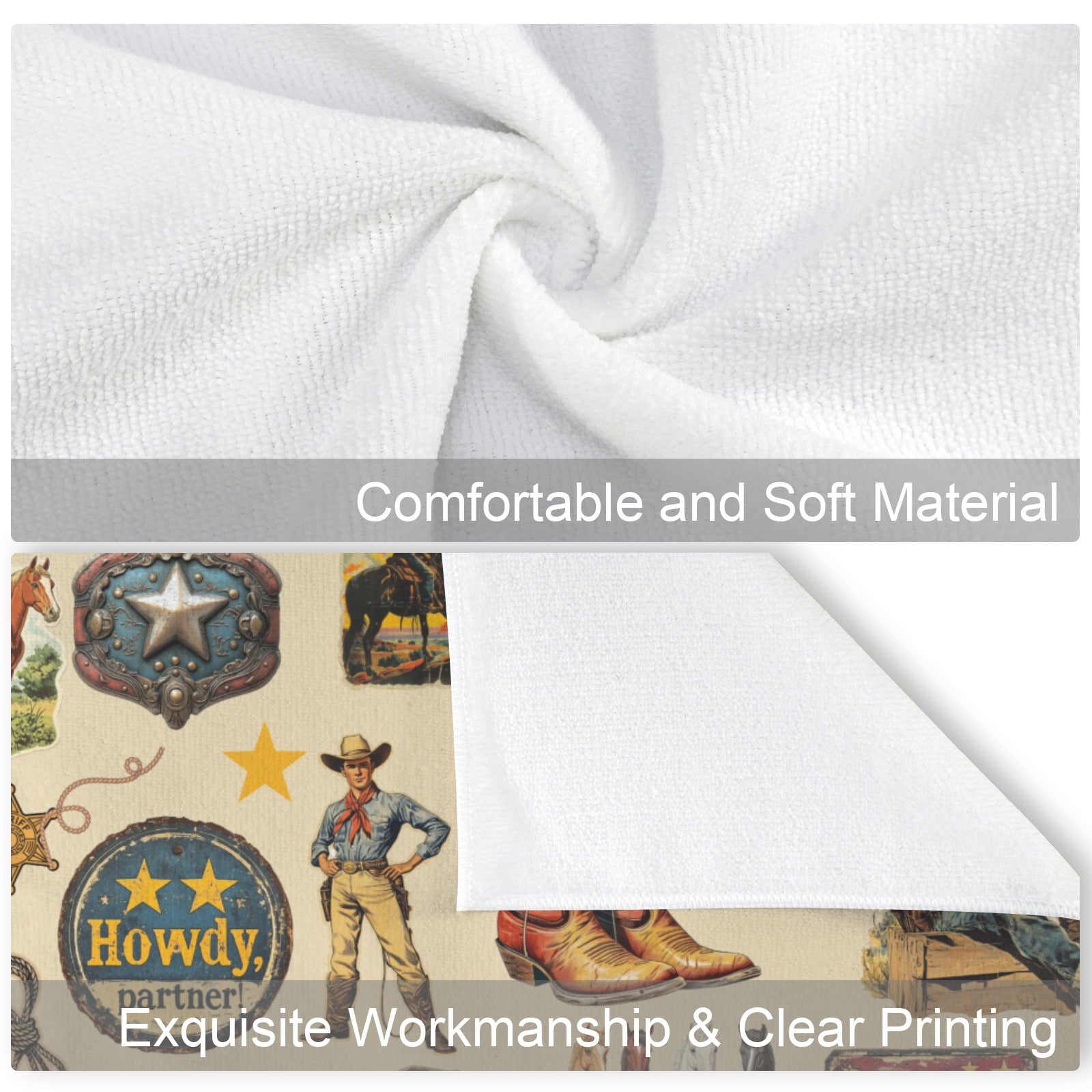 Baha Ranch Vintage Cowboy Set of 4 Kitchen Dish Towels Made in America