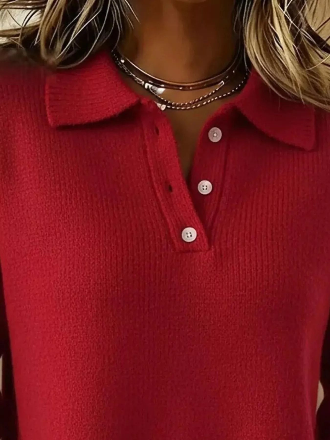 Full Size Button Detail Drop Shoulder Sweater Plus Size