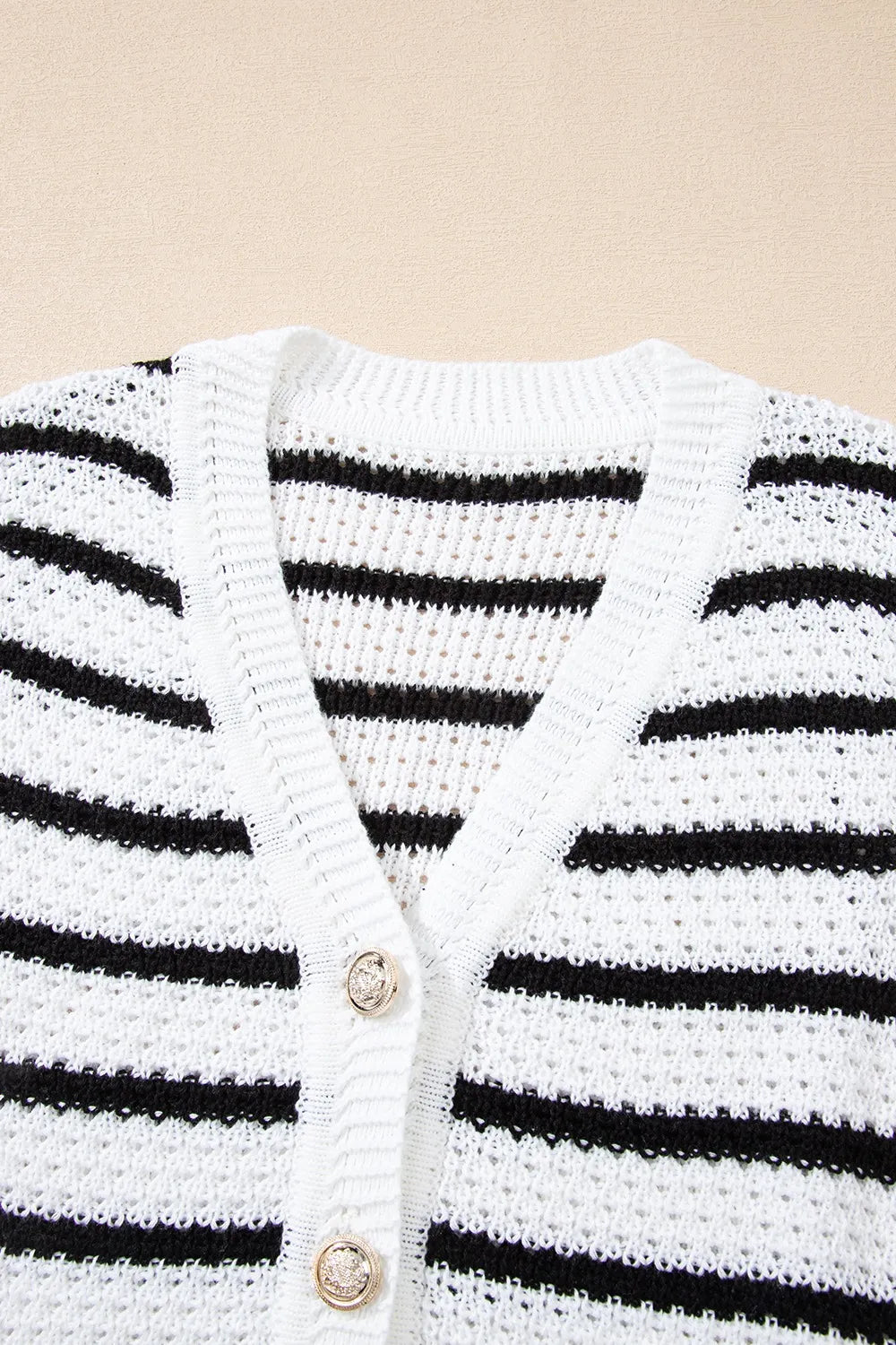 Striped Button-Up Knit Sweater Vest