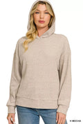 Zenana Brushed Ribbed Hacci Hoodie Pullover