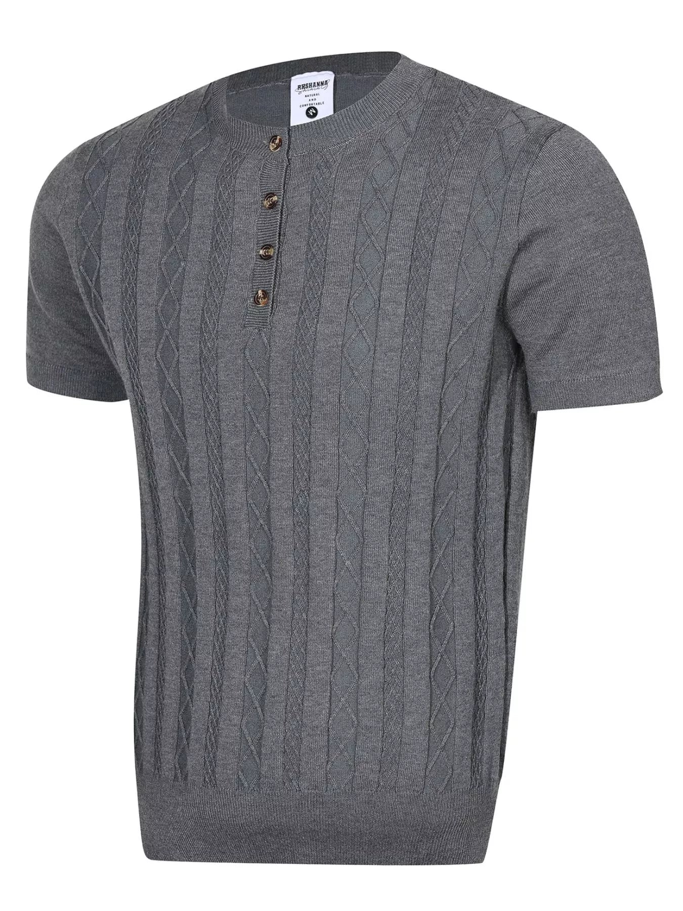 Men's Cable Knit Short Sleeve Knit Top