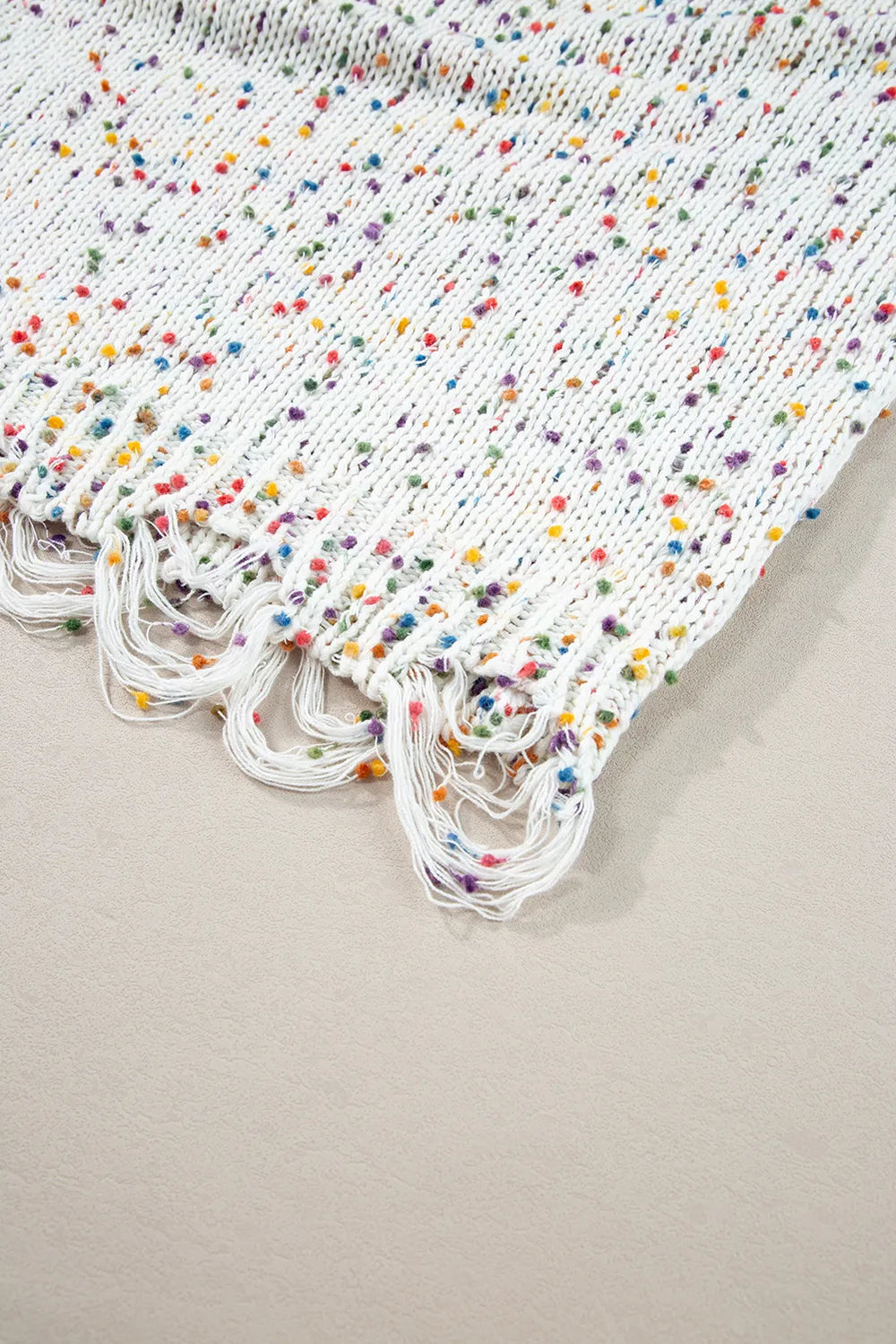 Confetti Distressed Hem Long Sleeve Sweater