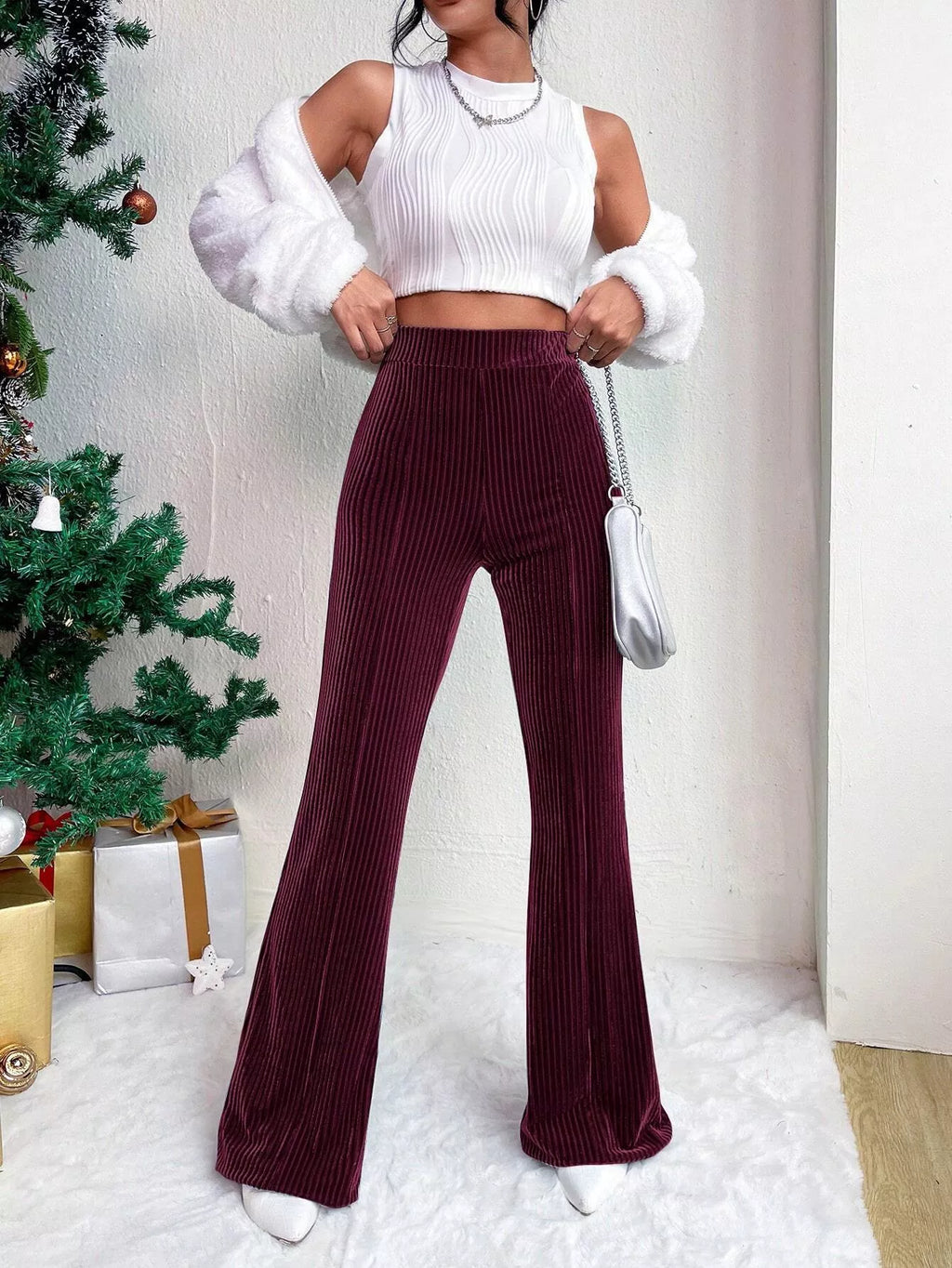 Corduroy High Waist Flare Pants