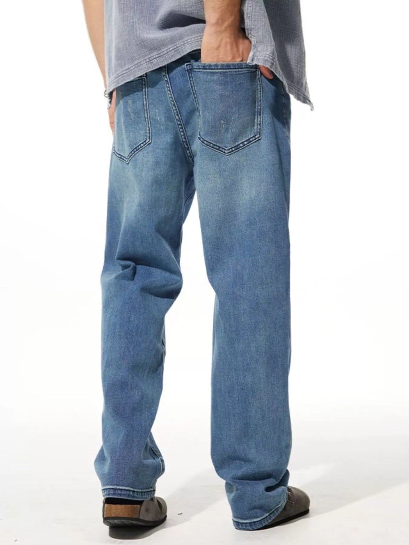 Men's Washed Wide Leg Jeans