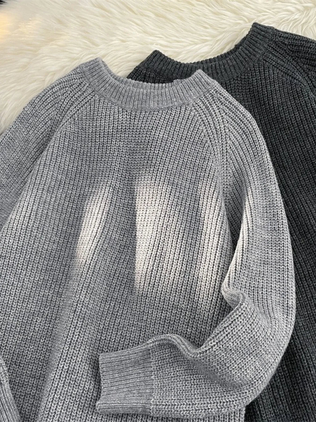 Men's Plus Size Round Neck Long Sleeve Sweater