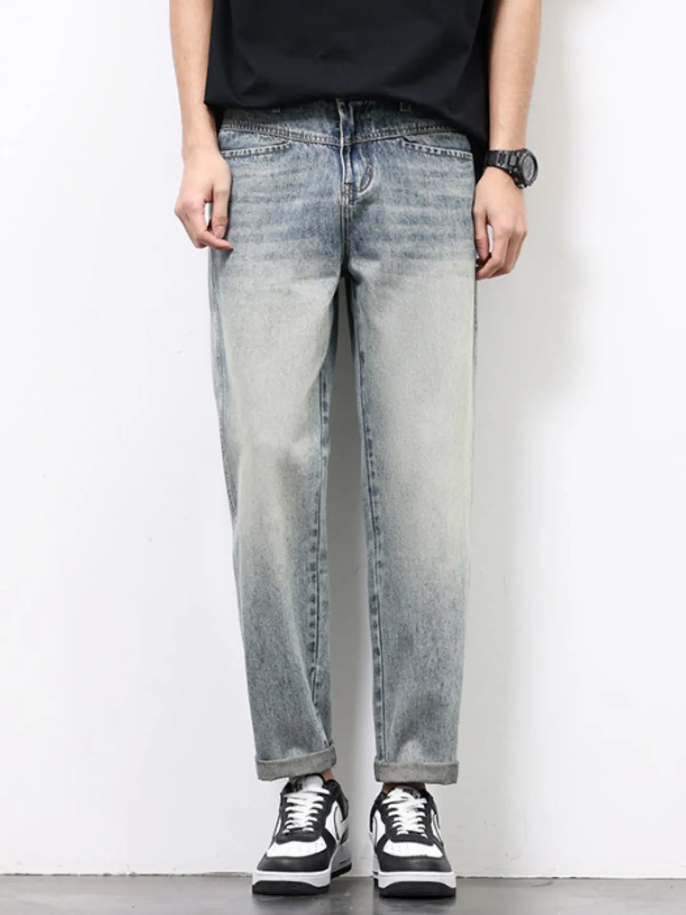 Men's Vintage Distressed Straight Leg Jeans