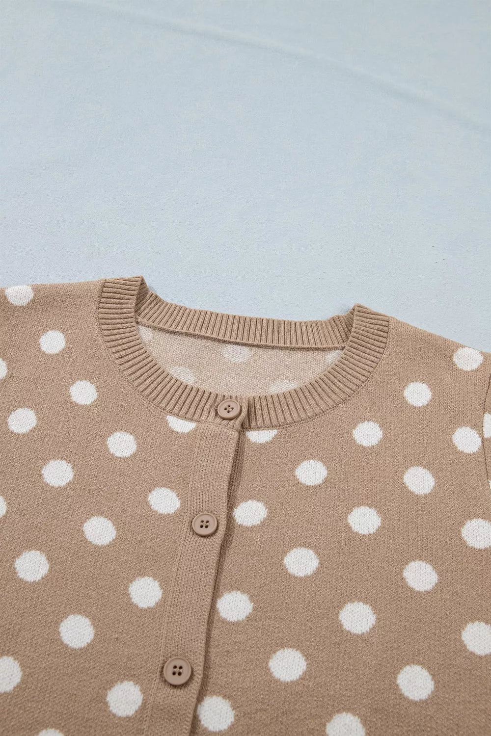 Polka Dot Short Sleeve Button Down Sweater Cardigan