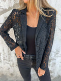 Full Size Lace Open-Front Blazer Plus Size