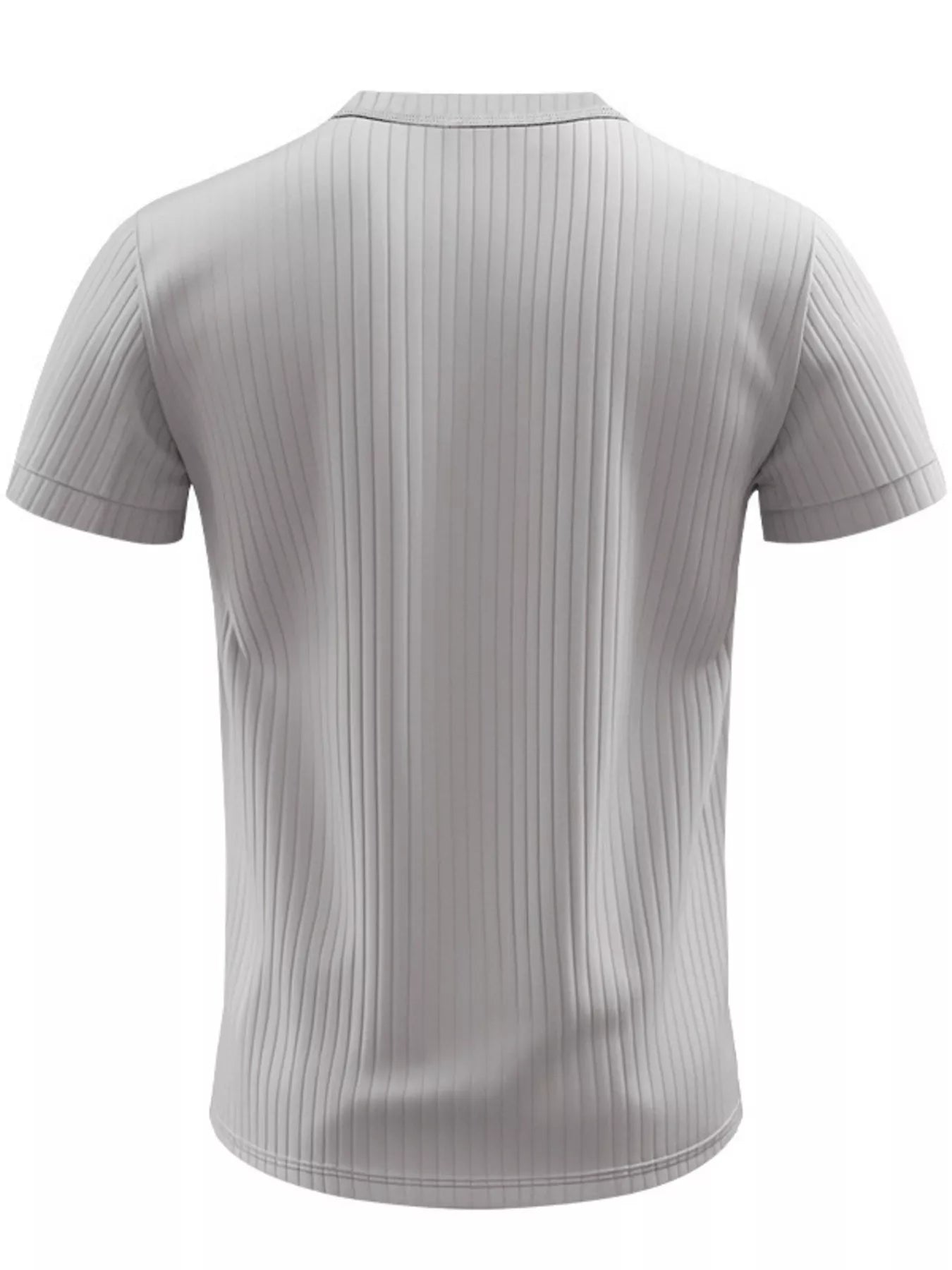 Men's Full Size Casual Ribbed Henley T-Shirt Plus Size