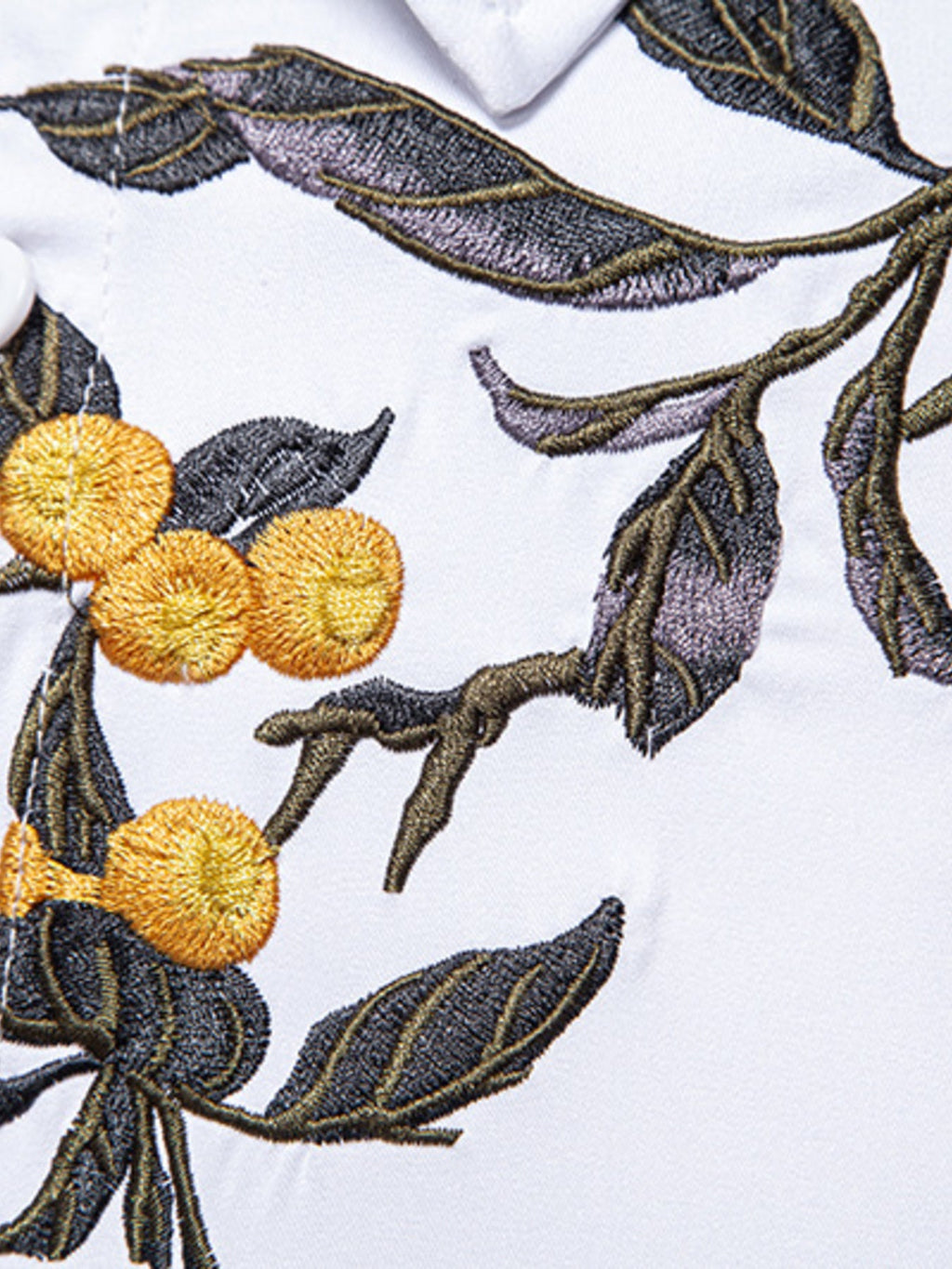 Men's Embroidered Floral Long Sleeve Shirt