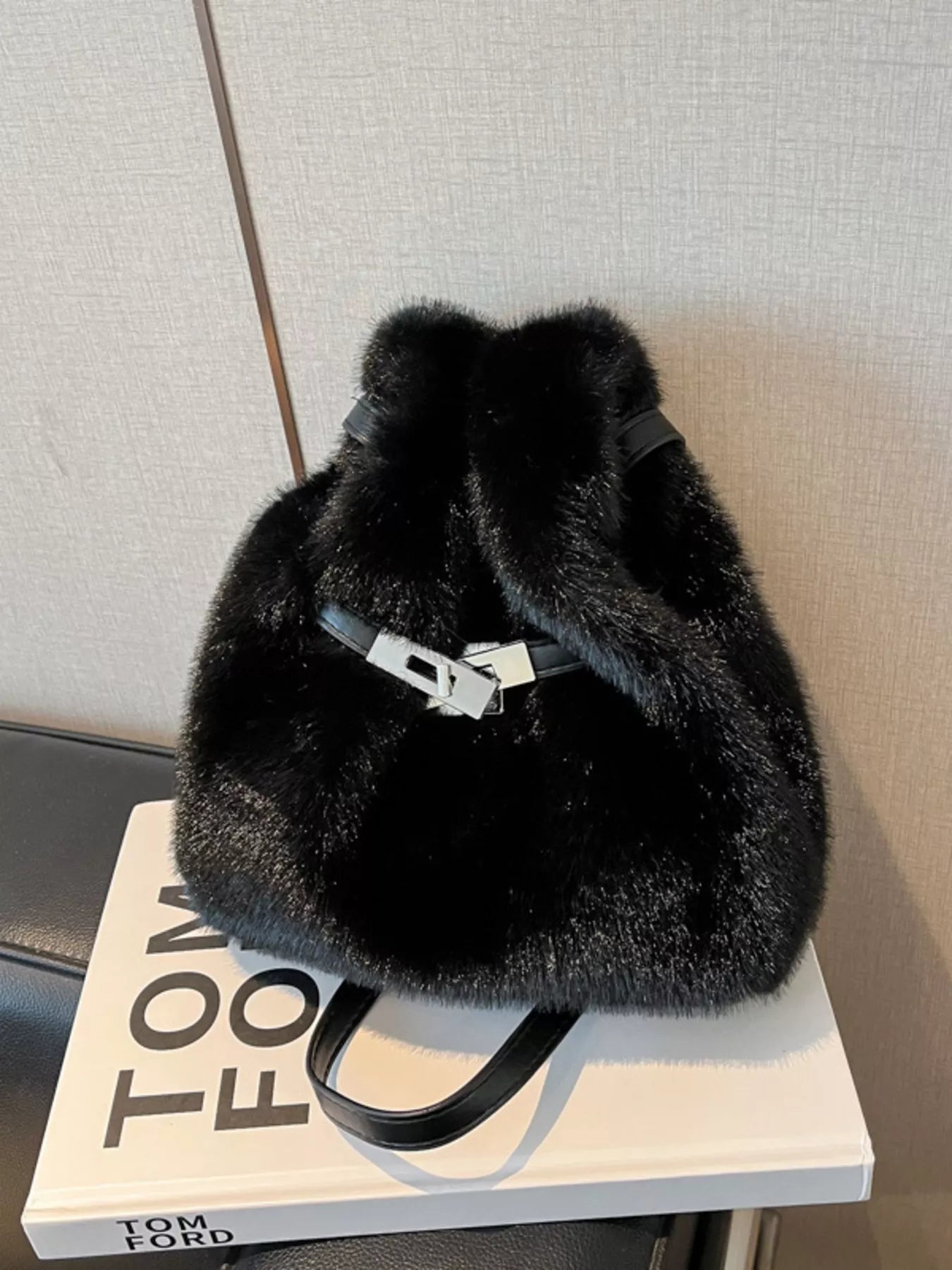Faux Fur Bucket Crossbody Bag