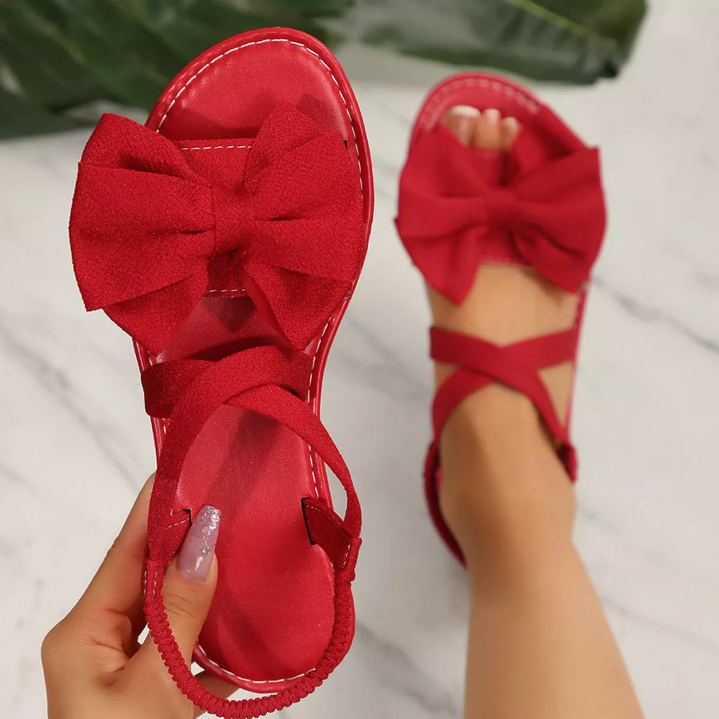 Bow Embellished Flat Sandals
