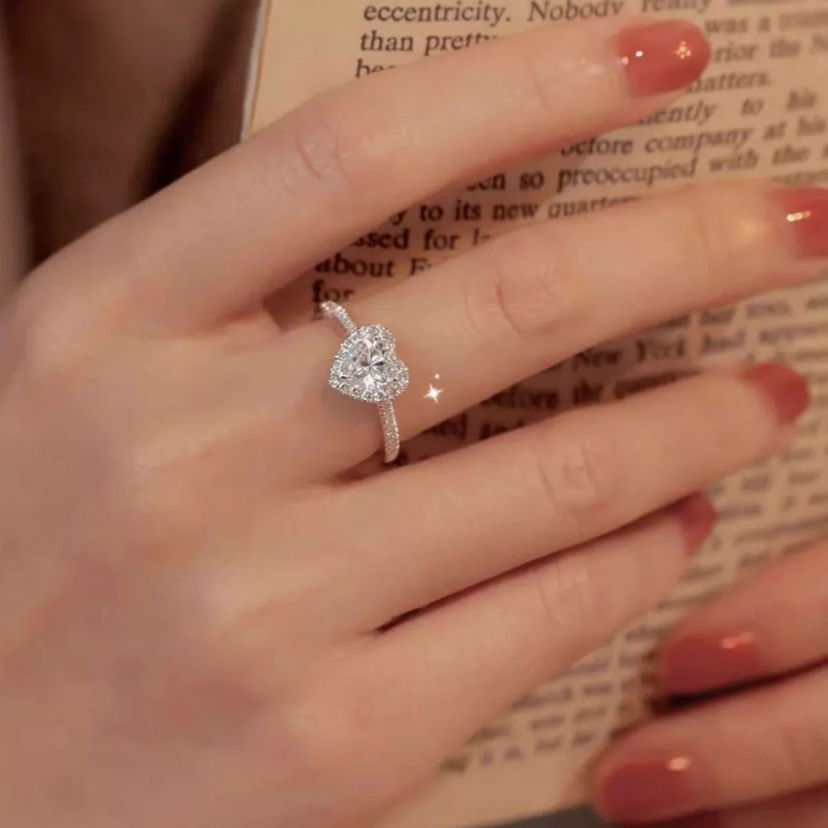 1 Carat Moissanite 925 Sterling Silver Heart Ring