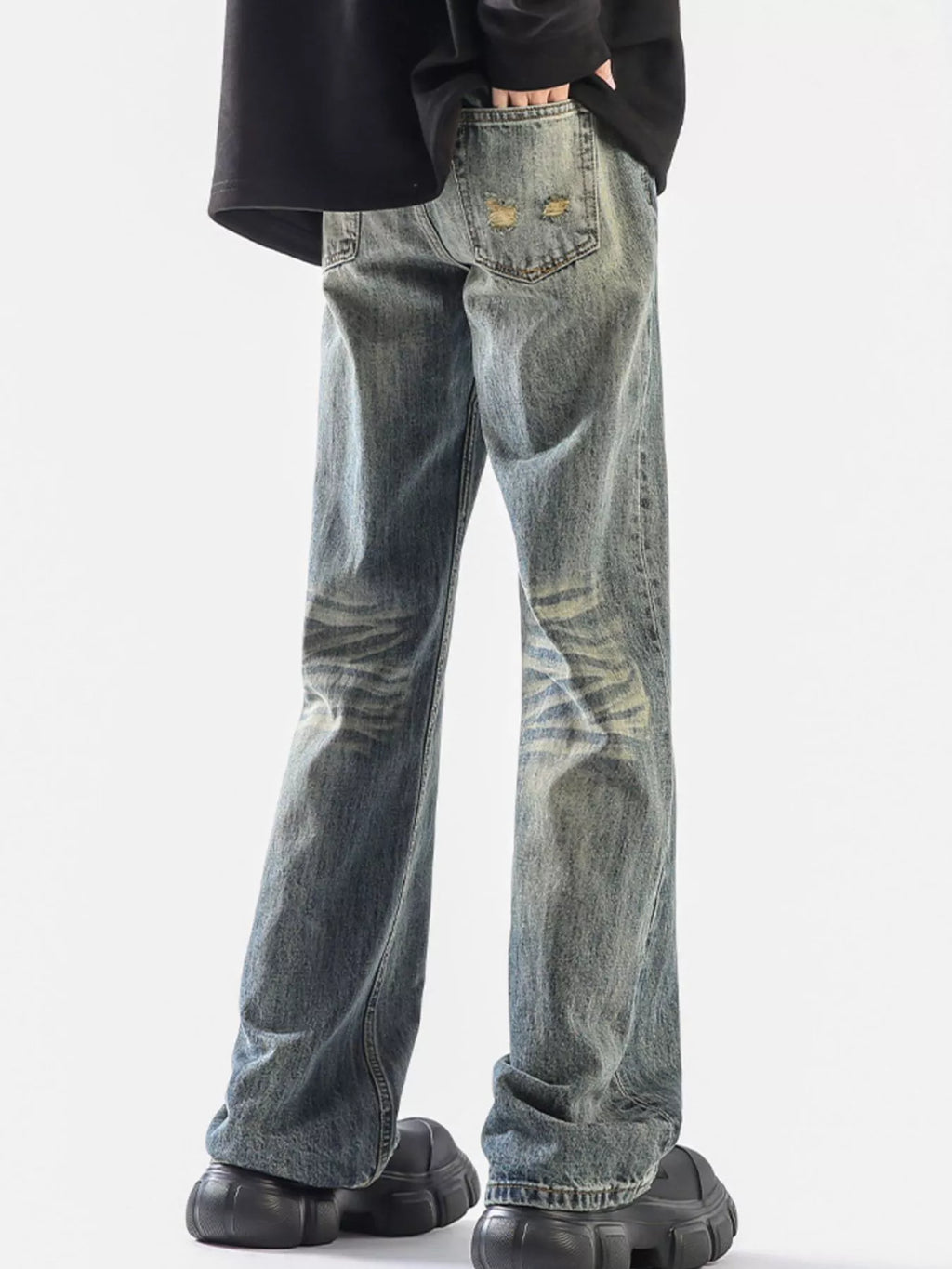 Men's Plus Size Vintage Wash Wide Leg Jeans
