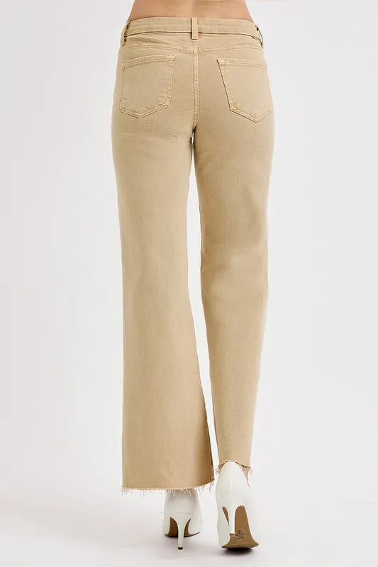 RISEN Full Size Raw Hem Wide Leg Jeans Plus Size