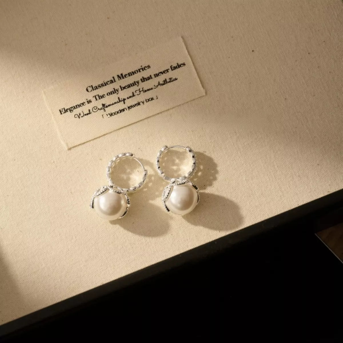 Pearl Hoop Earrings with Zircon Accents