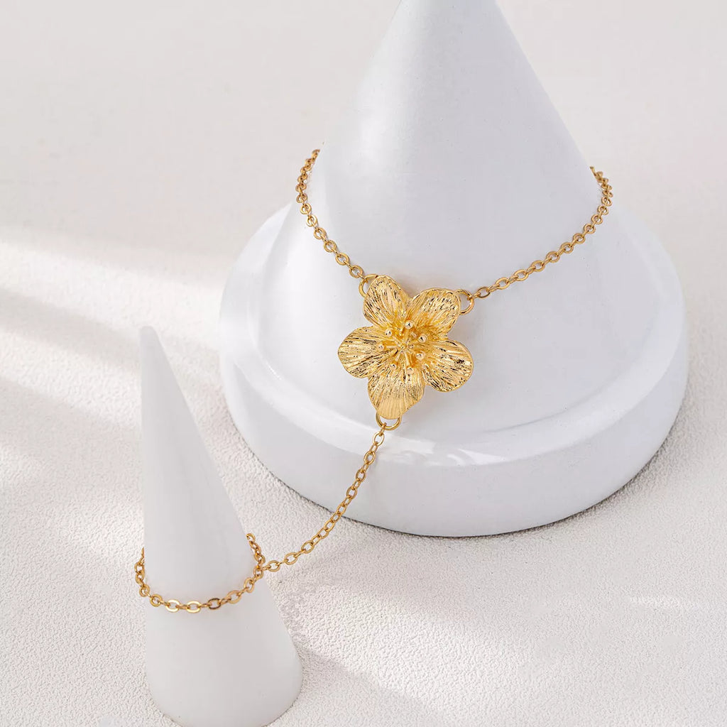 18K Gold-Plated Chain Flower Bracelet