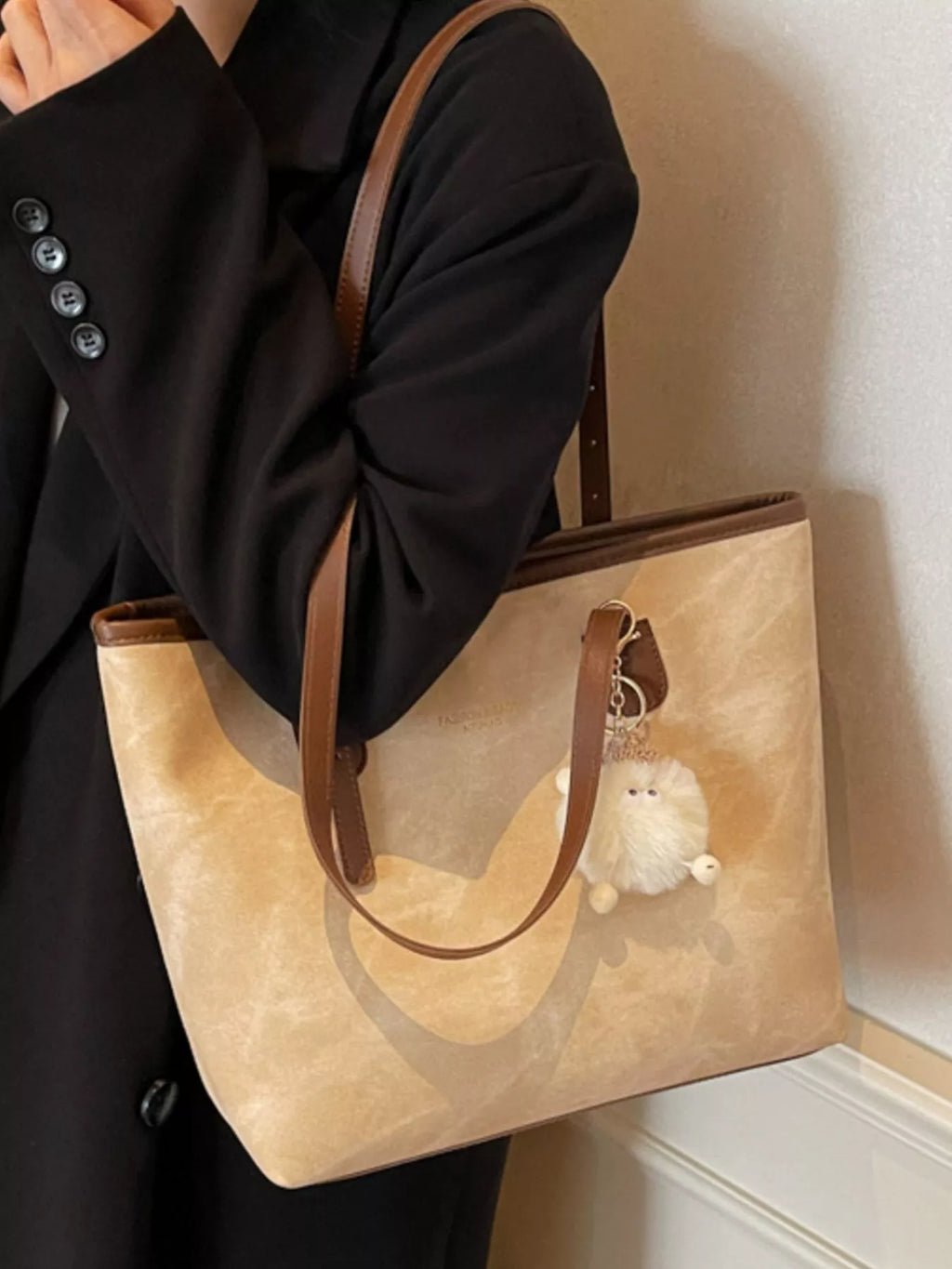 Shoulder Bag with Plush Charm