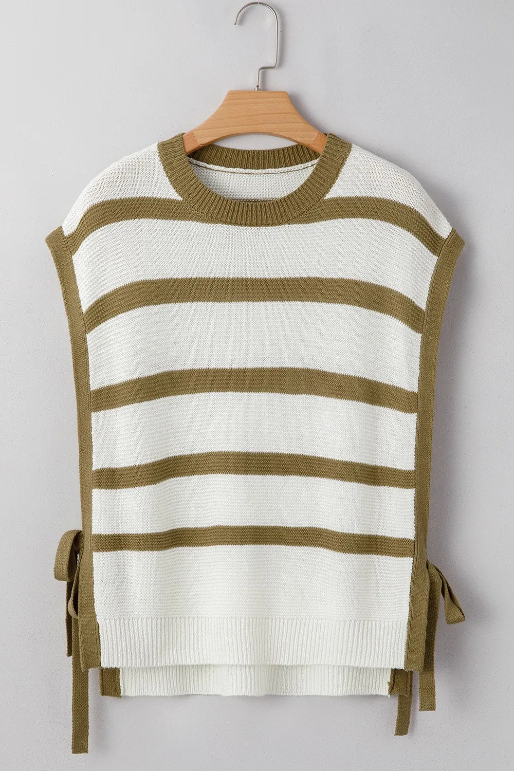 Stripe Tie Open Side Sweater Knitted Top
