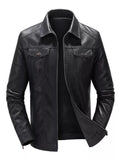 Men's Plus Size Zip Up Leather Jacket