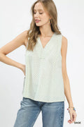 Umgee Mixed Stripe Sleeveless V-Neck Top