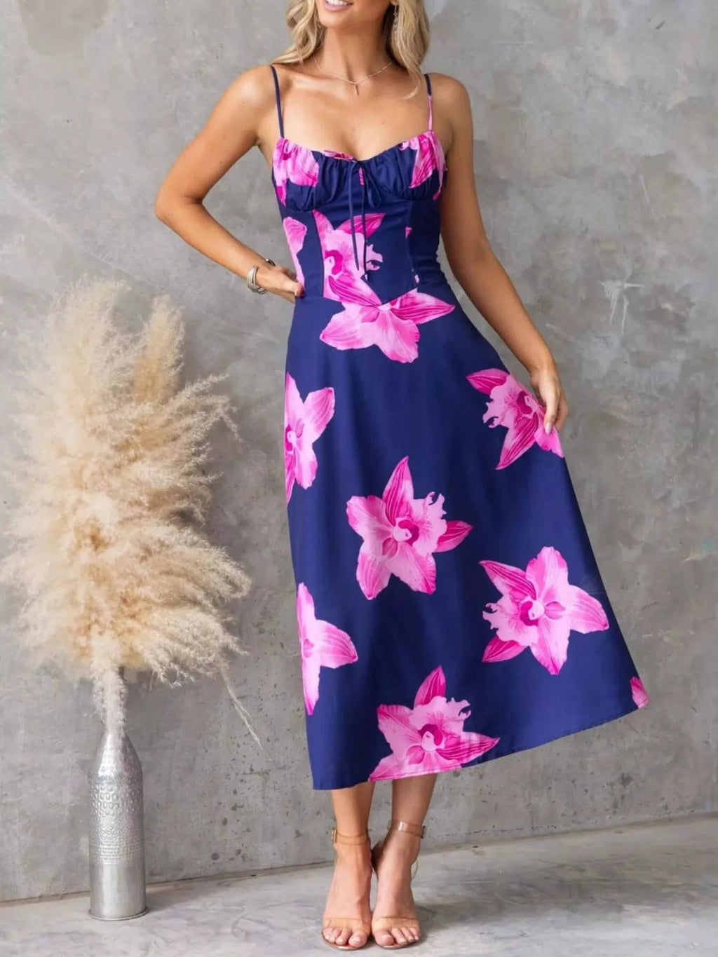 Floral Print Midi Cami Dress
