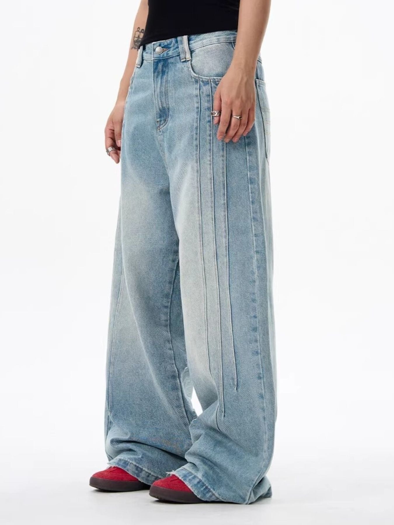 Men's Full Size Wide Leg Washed Jeans Plus Size