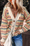 Multicolour Dotty Pattern Knit Button Front Cardigan