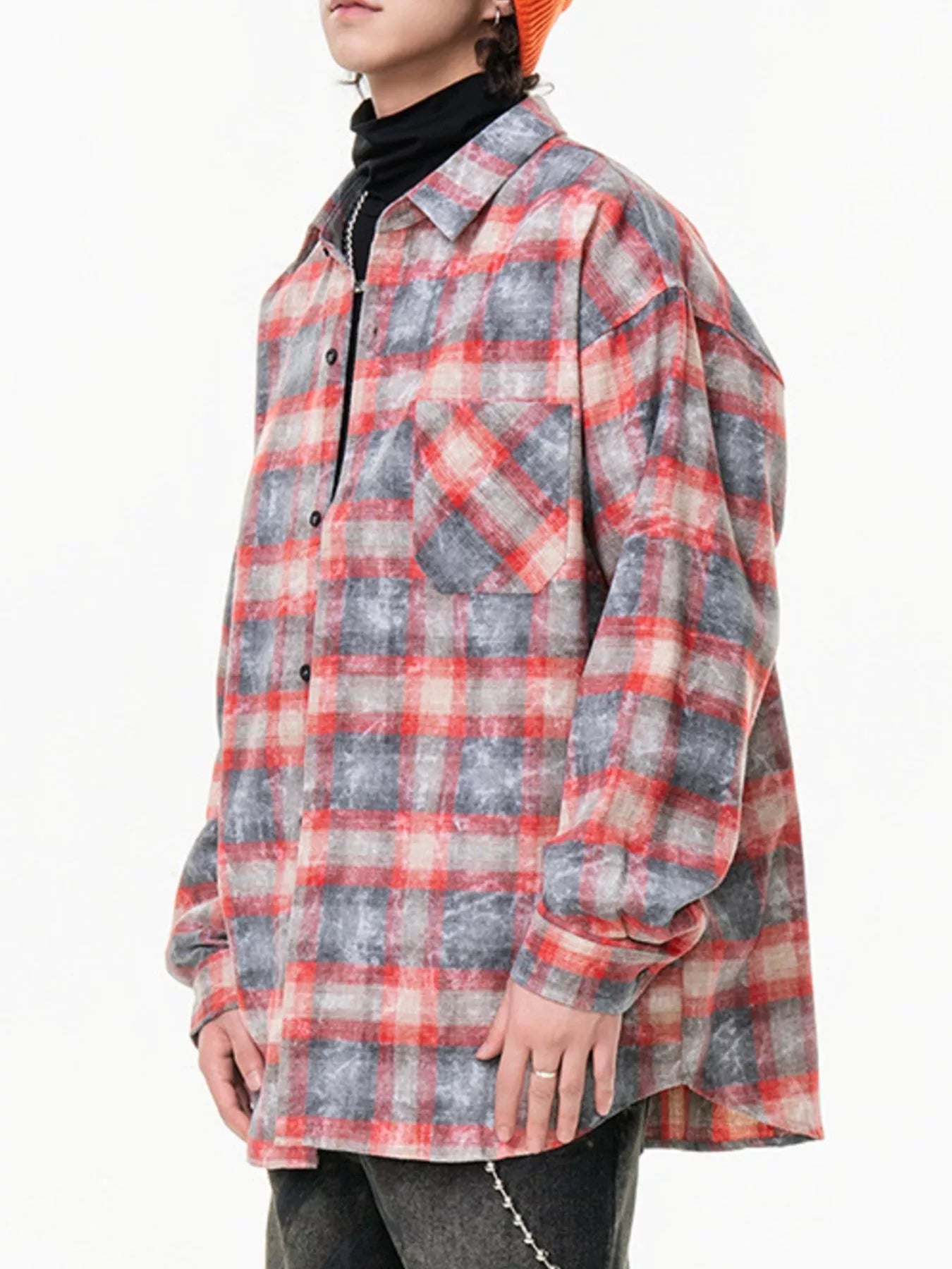 Men's Plus Size Plaid Button Up Long Sleeve Shirt