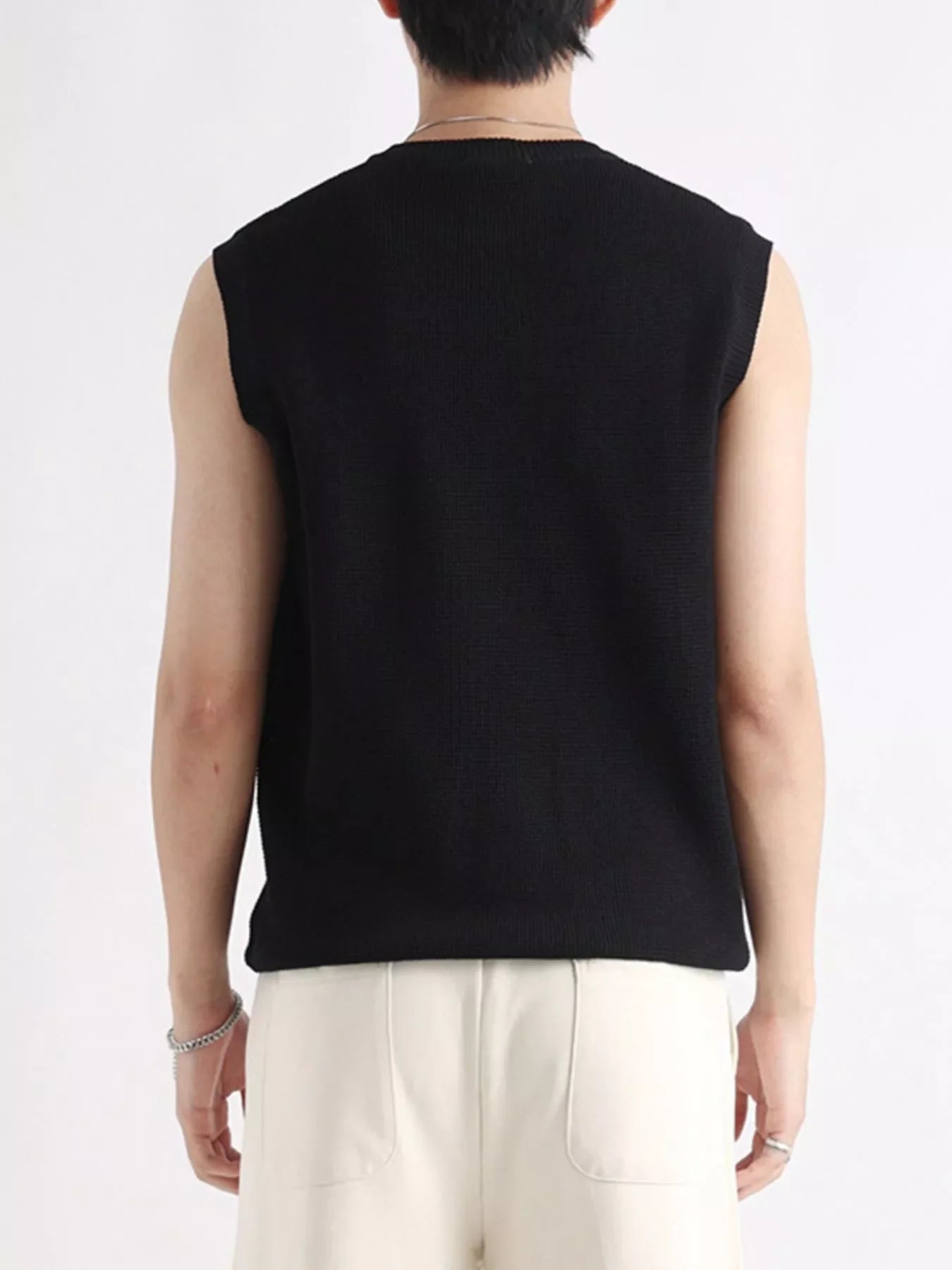 Men's Plus Size Knitted Zip-Up Tank