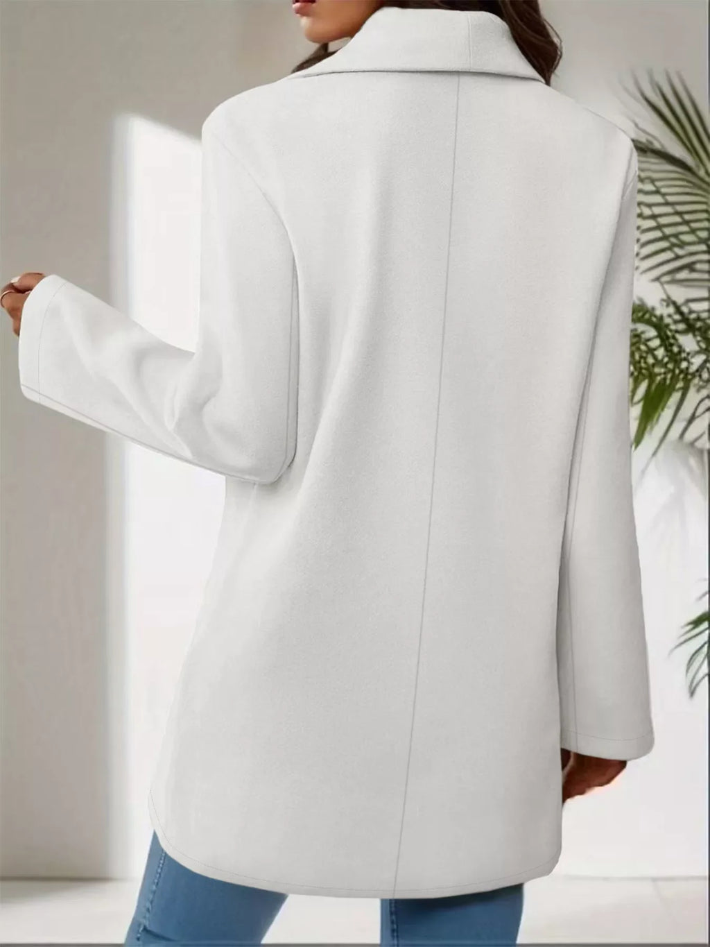 Lapel Collar Single-Button Wool Blend Overcoat