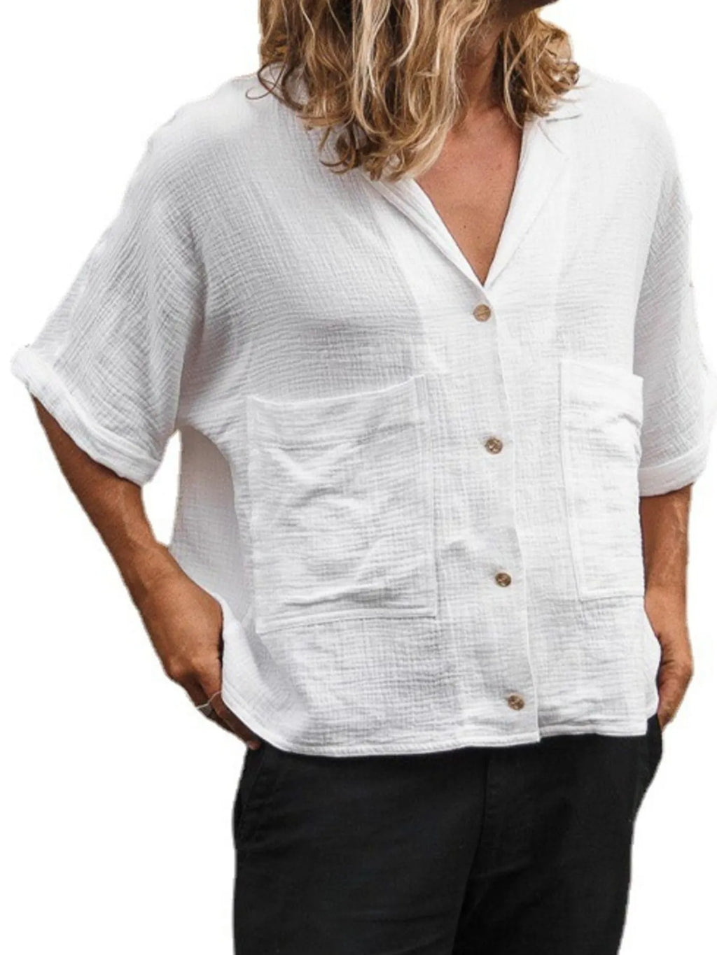 Men's Full Size Button Up Half Sleeve Shirt Plus Size