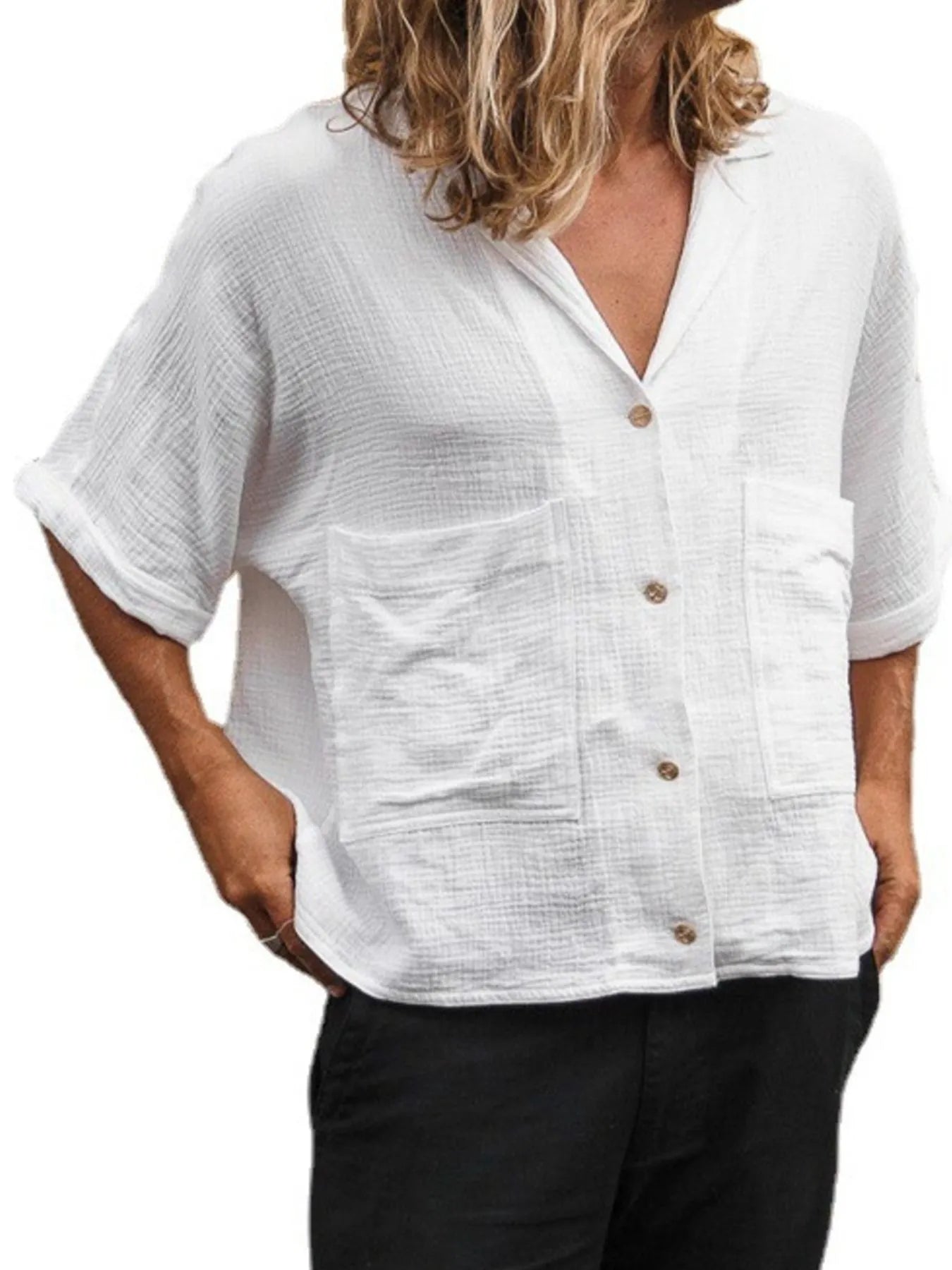 Men's Full Size Button Up Half Sleeve Shirt Plus Size