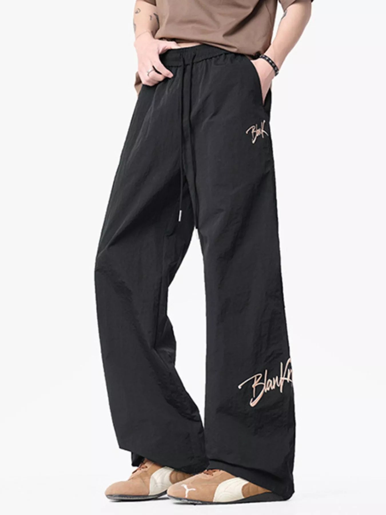Men's Loose Fit Drawstring Wide Leg Pants