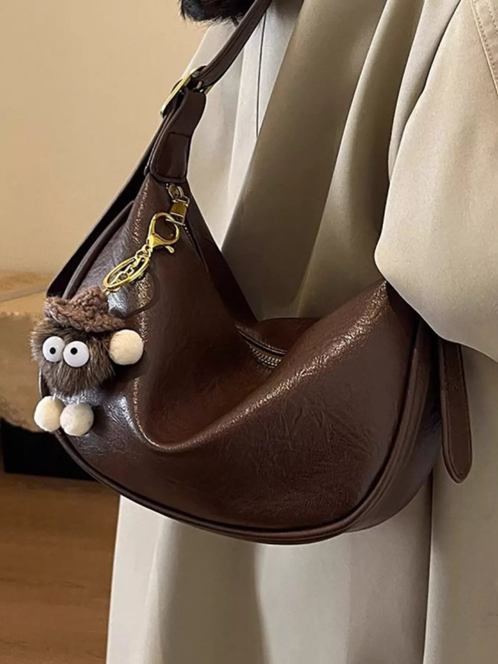 Vintage Style Crescent Crossbody Bag
