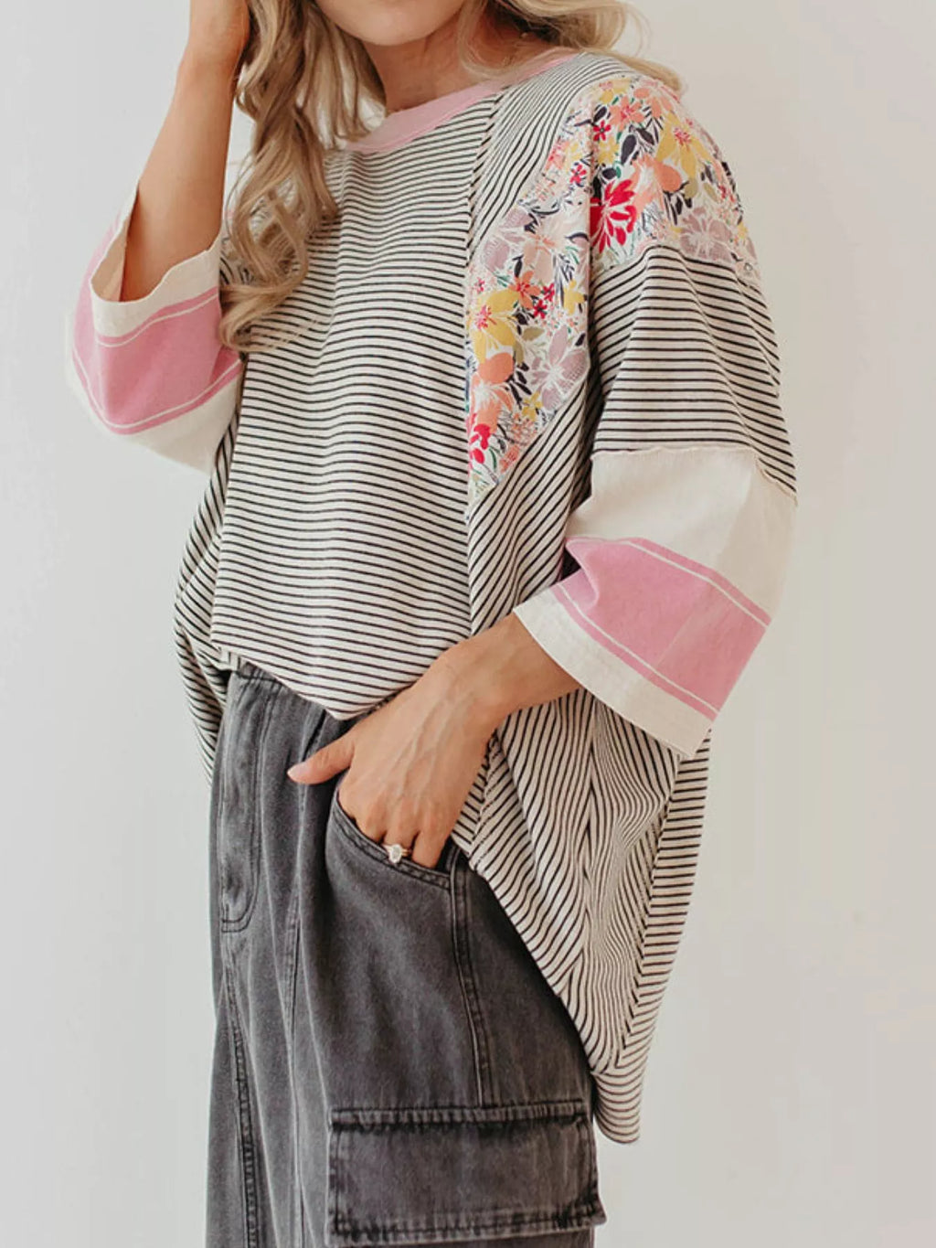 Striped Floral Long Sleeve T-Shirt