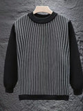 Men's Plus Size Striped Pattern Crew Neck Sweater