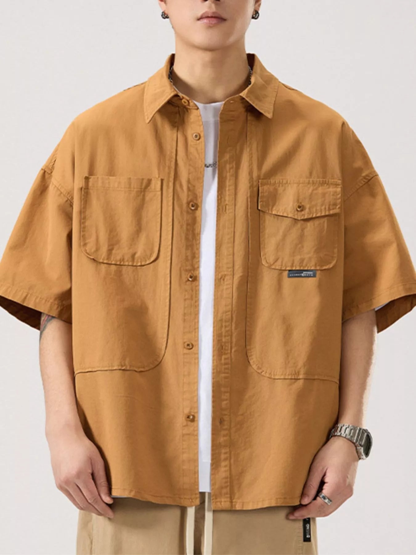 Men's Full Size Button Up Half Sleeve Shirt Plus Size