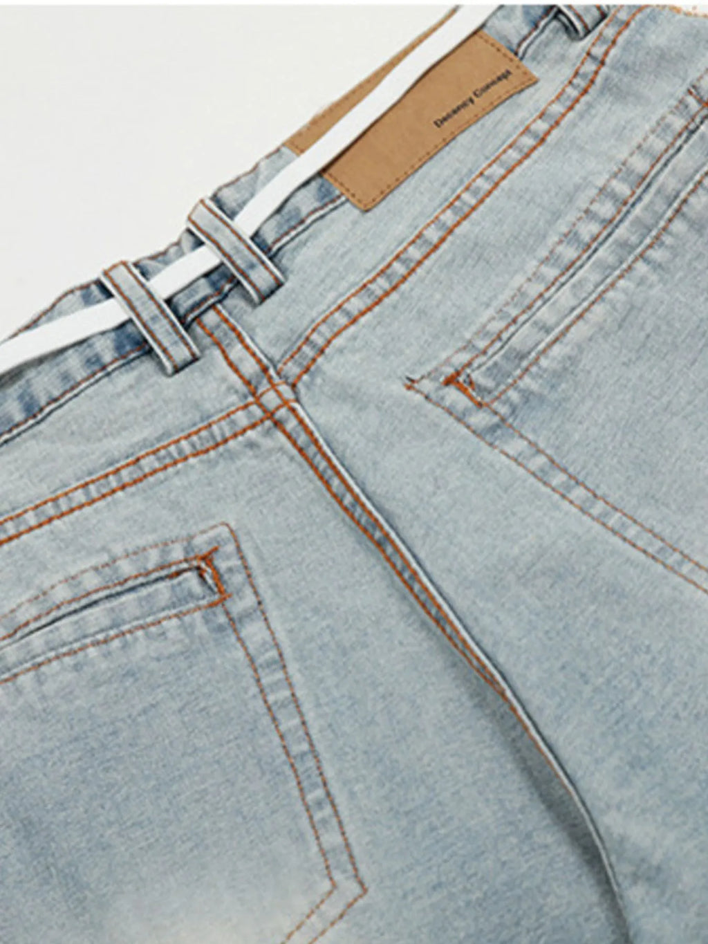 Men's Wide-Leg Jeans with Contrast Side Stripes and Decorative Patches