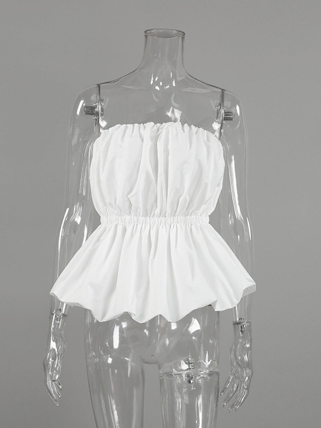 Ruched Bubble Hem Tube Top