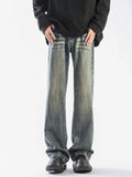 Men's Plus Size Vintage Wash Wide Leg Jeans