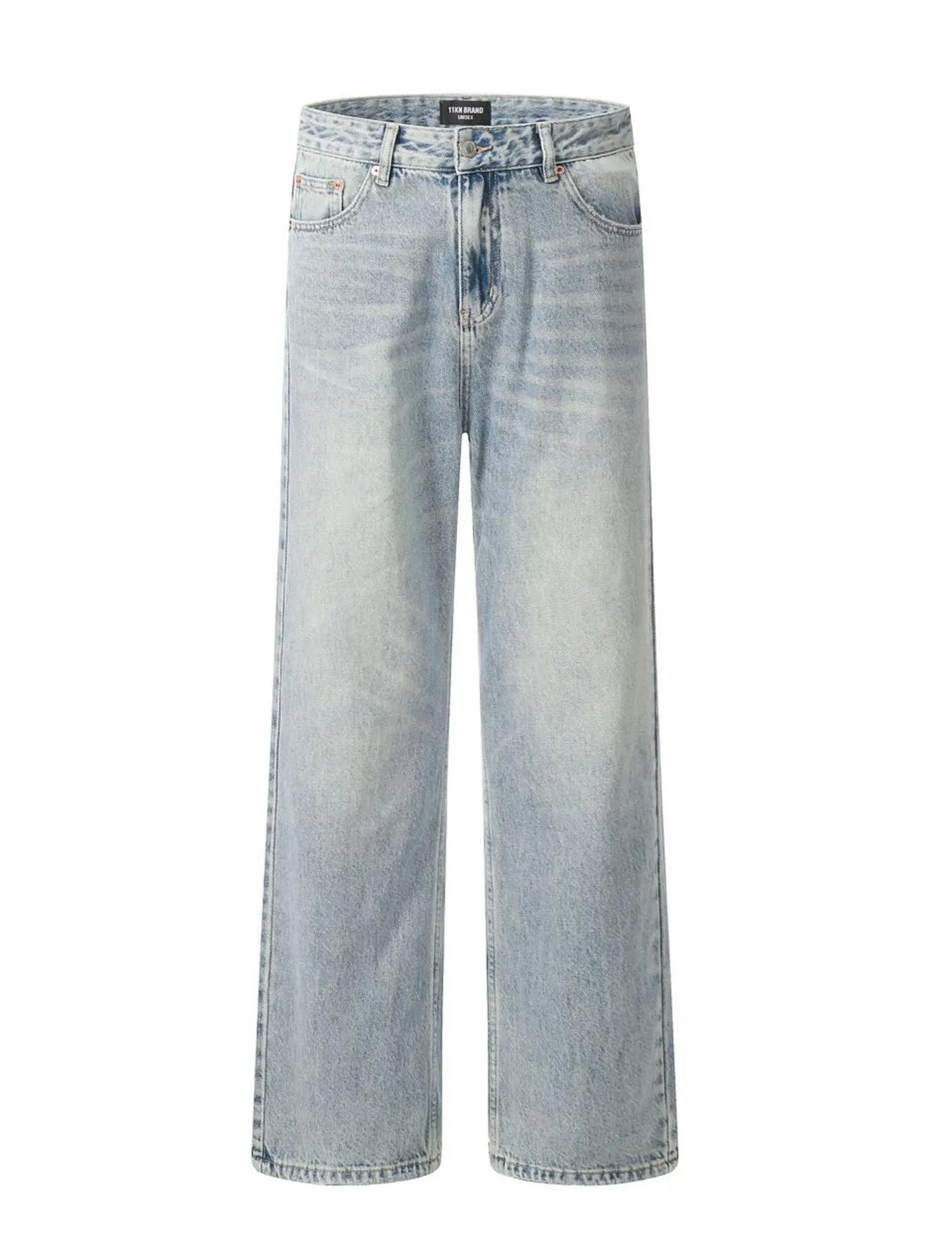 Men's Wash High-Rise Wide Leg Jeans