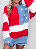 Multicolour American Flag Vintage Oversized Sweatshirt