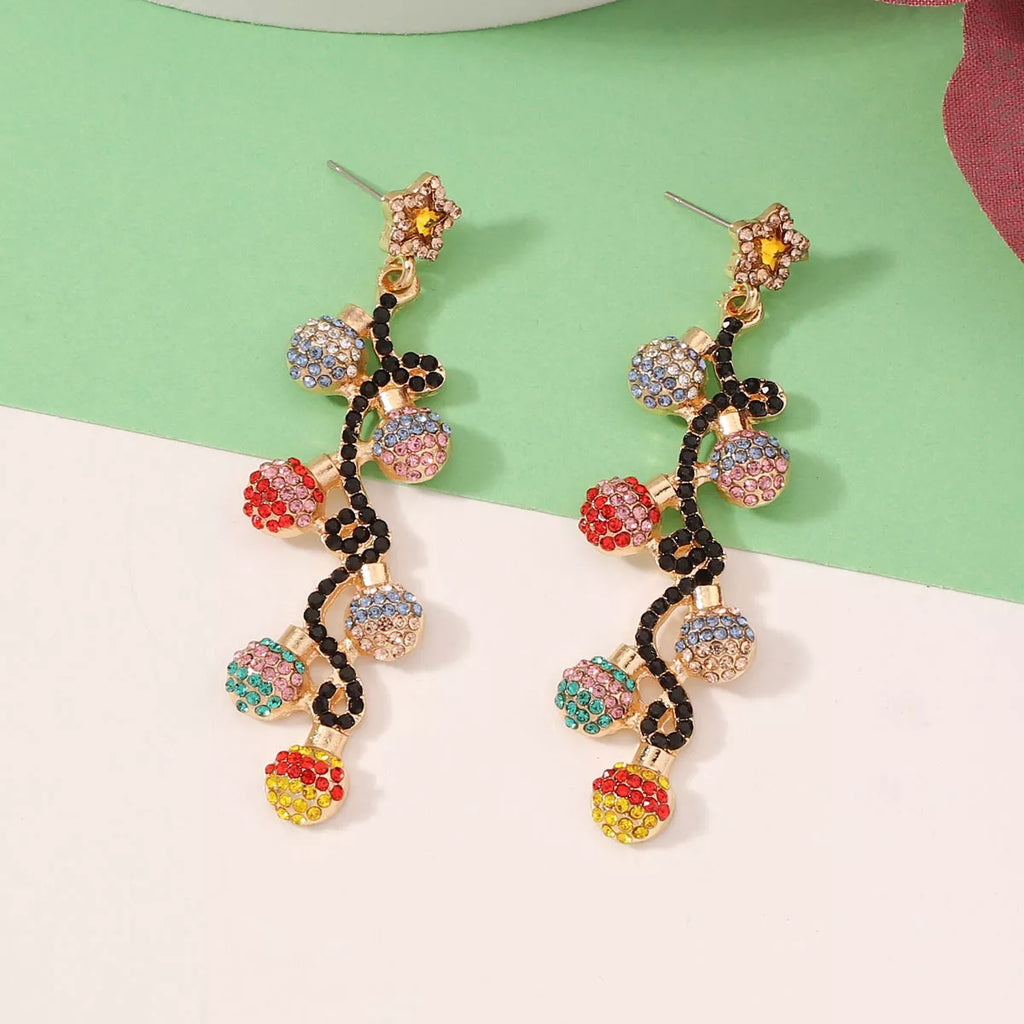 Christmas 18K Gold-Plated Rhinestone Earrings
