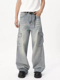 Men's Loose Fit Wash Cargo Jeans