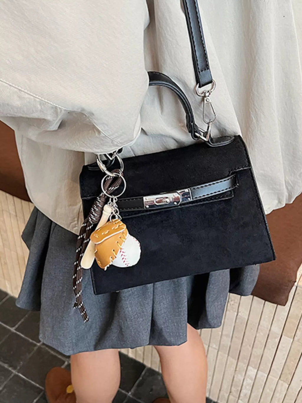 Crossbody Bag with Baseball Charm