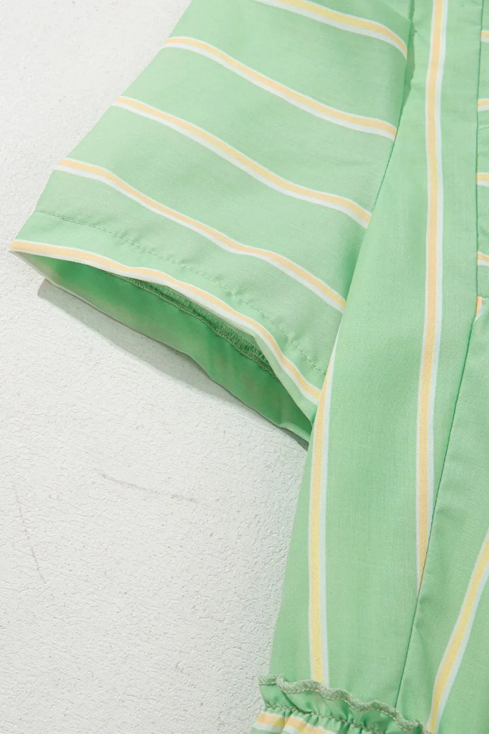 Stripe V Neck Short Sleeve Frilled Detail Dress