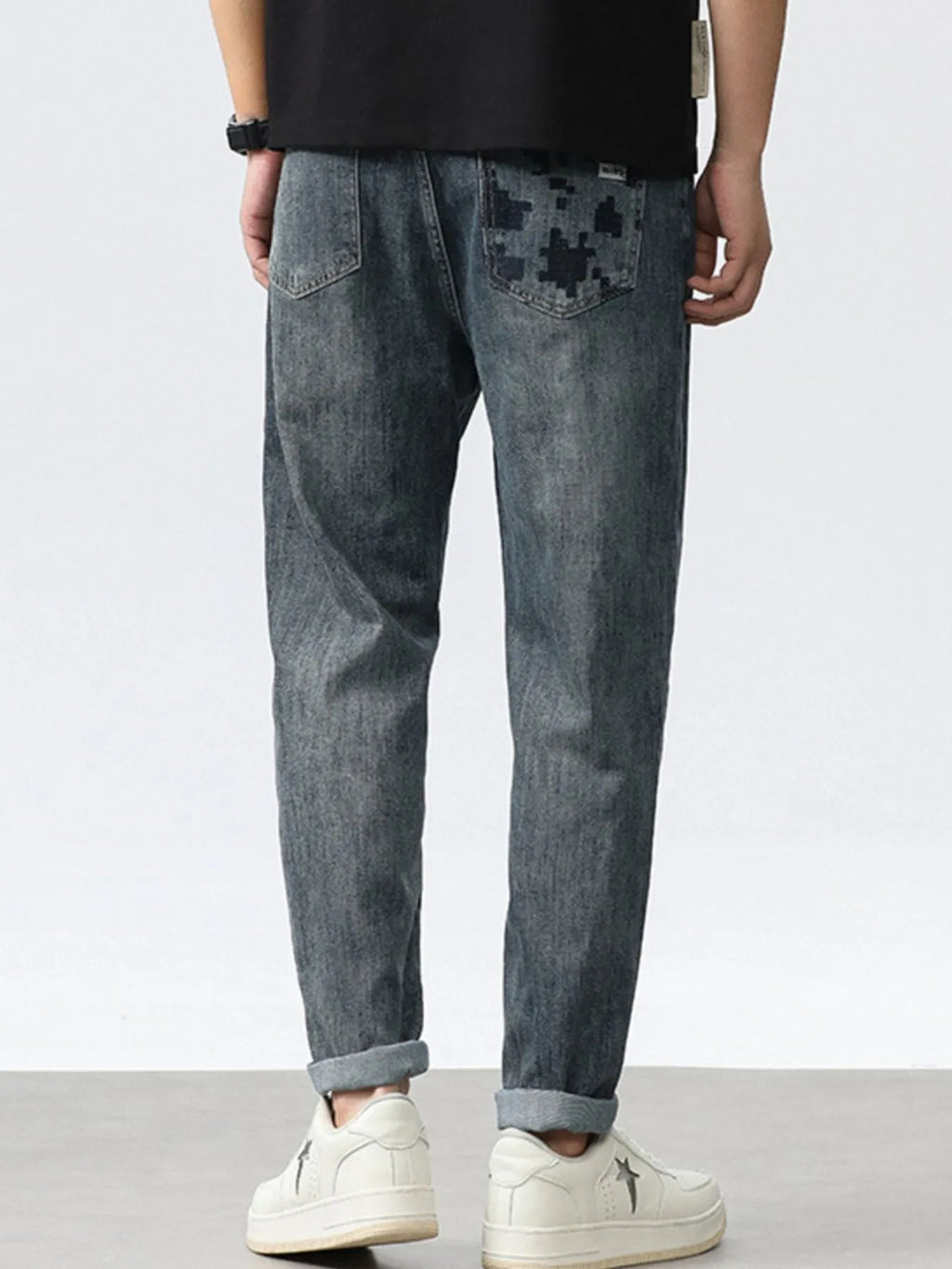 Men's Washed Relaxed Fit Wide Leg Jeans